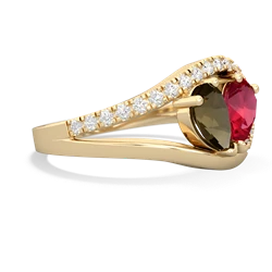 Smoky Quartz Nestled Heart Keepsake 14K Yellow Gold ring R5650