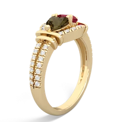 Smoky Quartz Art-Deco Keepsake 14K Yellow Gold ring R5630