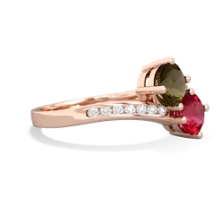 Smoky Quartz Channel Set Two Stone 14K Rose Gold ring R5303