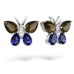 Smoky Quartz Butterfly 14K White Gold earrings E2215