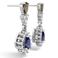 Smoky Quartz Halo Pear Dangle 14K White Gold earrings E1882