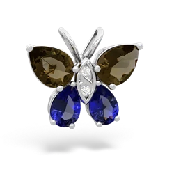 Smoky Quartz Butterfly 14K White Gold pendant P2215