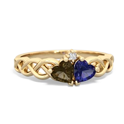 Smoky Quartz Heart To Heart Braid 14K Yellow Gold ring R5870