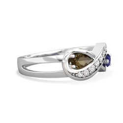 Smoky Quartz Diamond Infinity 14K White Gold ring R5390
