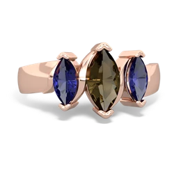 Smoky Quartz Three Peeks 14K Rose Gold ring R2433