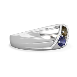 Smoky Quartz Men's Streamline 14K White Gold ring R0460