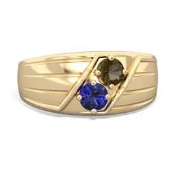 Smoky Quartz Men's Streamline 14K Yellow Gold ring R0460