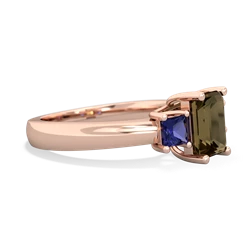 Smoky Quartz Three Stone Emerald-Cut Trellis 14K Rose Gold ring R4021