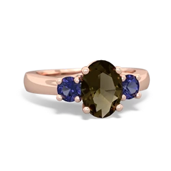 Smoky Quartz Three Stone Oval Trellis 14K Rose Gold ring R4024