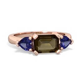 Smoky Quartz Three Stone 14K Rose Gold ring R5235