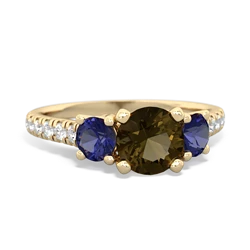 Smoky Quartz Pave Trellis 14K Yellow Gold ring R5500