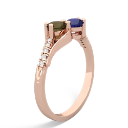 Smoky Quartz Infinity Pave Two Stone 14K Rose Gold ring R5285