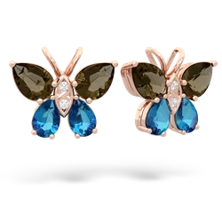 Smoky Quartz Butterfly 14K Rose Gold earrings E2215