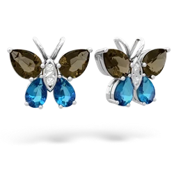 Smoky Quartz Butterfly 14K White Gold earrings E2215