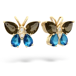 Smoky Quartz Butterfly 14K Yellow Gold earrings E2215