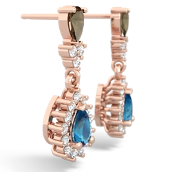 Smoky Quartz Halo Pear Dangle 14K Rose Gold earrings E1882