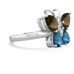 Smoky Quartz Butterfly 14K White Gold ring R2215