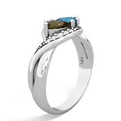 Smoky Quartz Summer Winds 14K White Gold ring R5342