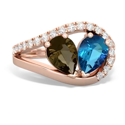 Smoky Quartz Nestled Heart Keepsake 14K Rose Gold ring R5650