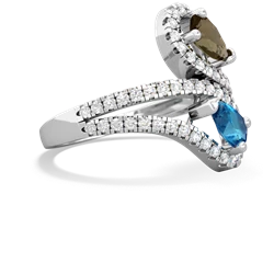 Smoky Quartz Diamond Dazzler 14K White Gold ring R3000