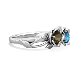 Smoky Quartz Rose Garden 14K White Gold ring R5510