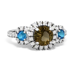 Smoky Quartz Regal Halo 14K White Gold ring R5350