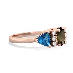 Smoky Quartz Antique Style Three Stone 14K Rose Gold ring R2186