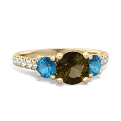 Smoky Quartz Pave Trellis 14K Yellow Gold ring R5500