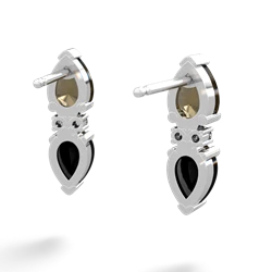 Smoky Quartz Bowtie Drop 14K White Gold earrings E0865