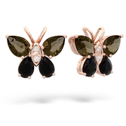 Smoky Quartz Butterfly 14K Rose Gold earrings E2215