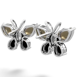 Smoky Quartz Butterfly 14K White Gold earrings E2215