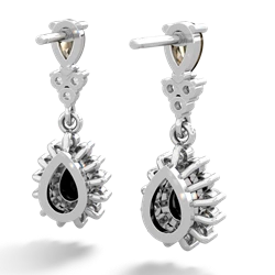 Smoky Quartz Halo Pear Dangle 14K White Gold earrings E1882