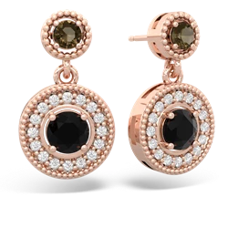 Smoky Quartz Halo Dangle 14K Rose Gold earrings E5319