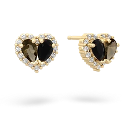Smoky Quartz Halo 14K Yellow Gold earrings E7008