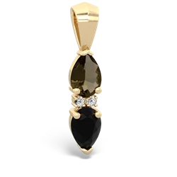 Smoky Quartz Bowtie Drop 14K Yellow Gold pendant P0865
