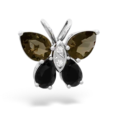 Smoky Quartz Butterfly 14K White Gold pendant P2215