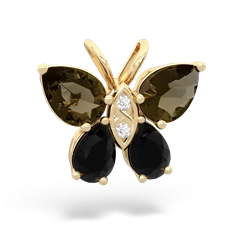 Smoky Quartz Butterfly 14K Yellow Gold pendant P2215