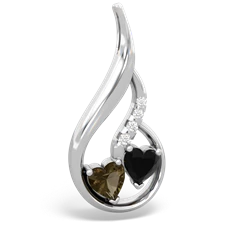 Smoky Quartz Keepsake Curves 14K White Gold pendant P5450