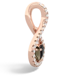 Smoky Quartz Pave Twist 'One Heart' 14K Rose Gold pendant P5360