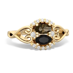 Smoky Quartz Love Nest 14K Yellow Gold ring R5860