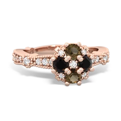 Smoky Quartz Sparkling Tiara Cluster 14K Rose Gold ring R26293RD