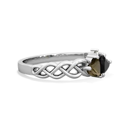 Smoky Quartz Heart To Heart Braid 14K White Gold ring R5870
