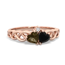 Smoky Quartz Heart To Heart Braid 14K Rose Gold ring R5870