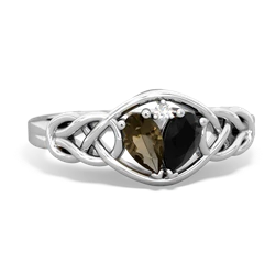 Smoky Quartz Celtic Love Knot 14K White Gold ring R5420