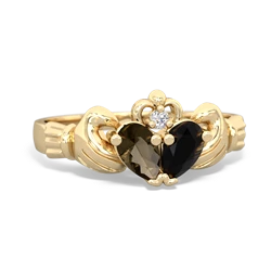 Smoky Quartz 'Our Heart' Claddagh 14K Yellow Gold ring R2388
