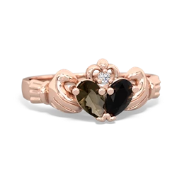 Smoky Quartz 'Our Heart' Claddagh 14K Rose Gold ring R2388