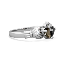 Smoky Quartz 'Our Heart' Claddagh 14K White Gold ring R2388