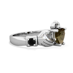 Smoky Quartz Claddagh Keepsake 14K White Gold ring R5245