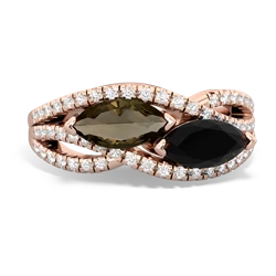 Smoky Quartz Diamond Rivers 14K Rose Gold ring R3070