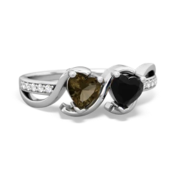 Smoky Quartz Side By Side 14K White Gold ring R3090